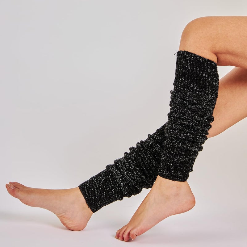 Mysocks Leg Warmers Extra Soft Stylish Fancy Winter 80s Party Dance Glitter Long Legwarmers for Women Girls Ladies Black Speckled Glitter - Image 2